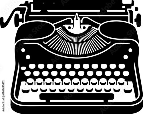 Typewriter silhouette vector illustration