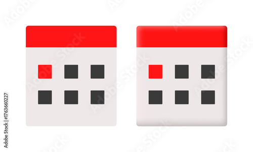 Calendar icon set. Vector clipart isolated on white background.