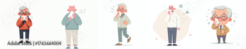 vector of a grandfather sneezing