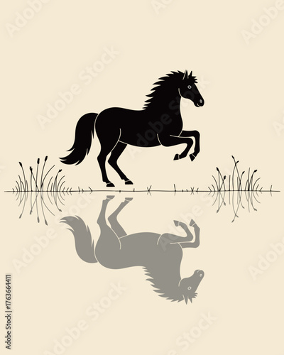Horse Reflection Silhouette