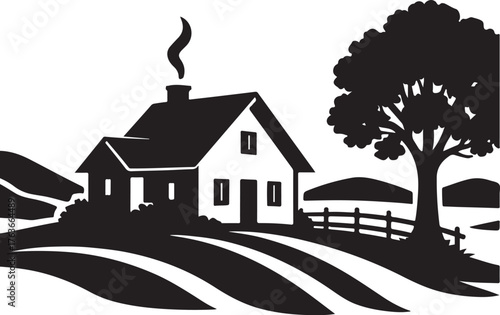 Countryside House Silhouette