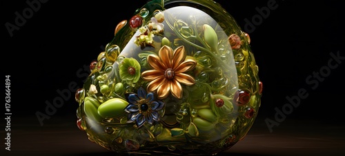 A avocado , a small creature made of glass that is sitting in the palm of your hand,generative AI