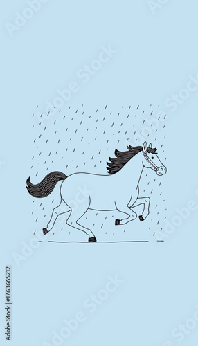 Running Horse in the Rain