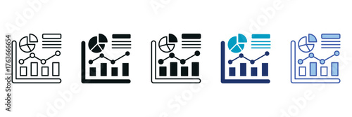 Statistics Icon Set Consisting of Multiple Styles Vector Illustration