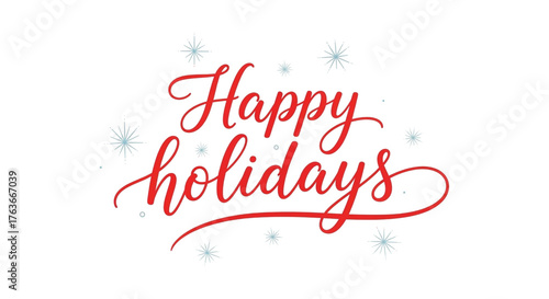Elegant happy holidays text isolated on transparent background, perfect for greeting card or seasonal promotion design