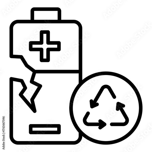 Battery Recycling Icon Element For Design
