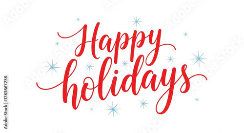 Happy holidays text in red color isolated on transparent background, a festive greeting for the holiday season