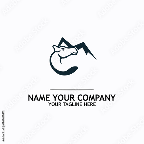 camel logo simple icon design illustration