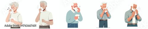 vector of half body a grandfather sneezing