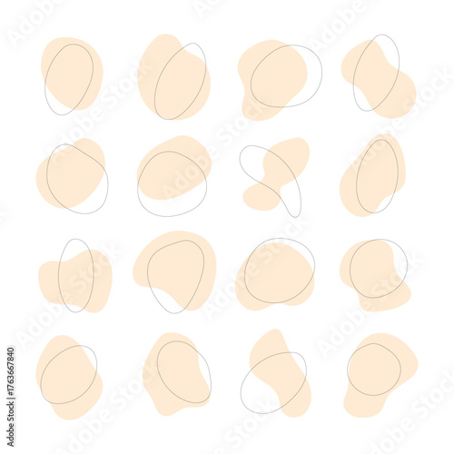 Simple abstract patterns with soft orange shapes and outlines made for calming home decor
