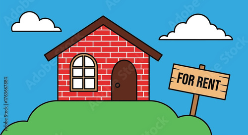 Discover rental property cartoon house for rent real estate sign editable