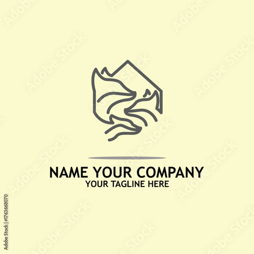 Fox in mountain logo simple icon design illustration