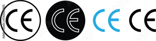 CE marking. Conformity marks the EU standards. Ce Seal icon sheet multiple style collection.  Set of black CE marking icon sign isolated on transparent background