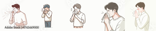 vector of half body a man sneezing