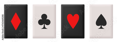 White and black cards with suit icons. Set of vector card