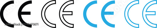 CE marking. Conformity marks the EU standards. Ce Seal icon sheet multiple style collection.  Set of black CE marking icon sign isolated on transparent background
