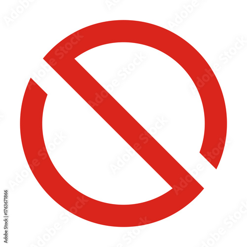 No sign with different style and red color solid symbol. Circle frame icon