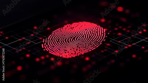 Glowing Red Digital Fingerprint Design An Abstract Representation of Security, Technology, and Innovation in Modern Identification Systems