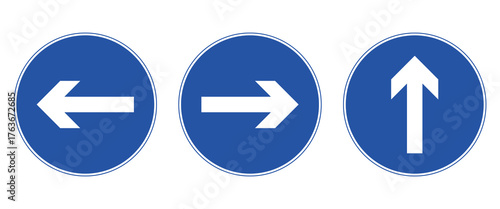 Turn Left, Turn Right, and Go Straight  UAE Road Sign Vector Pack