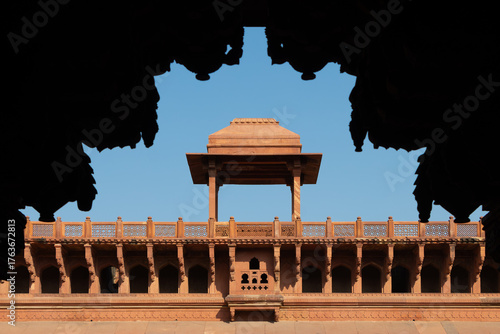 Symmetrical wall at Red Fort of Agra in India
