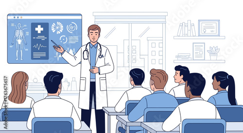 Medical Presentation Illustrating Healthcare Dynamics and Educational Principles in A Classroom