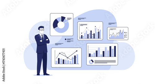 Business Analyst Supervising Financial Charts And Growth Statistics For Future Strategies
