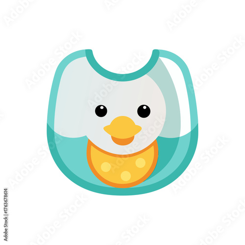 Cute cartoon duck baby bib vector illustration for kids