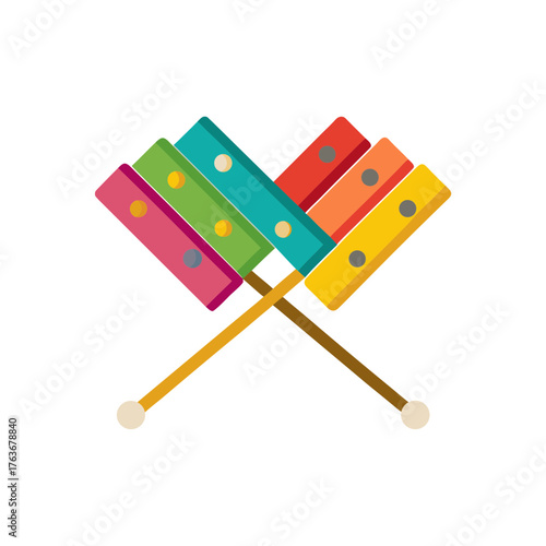Colorful xylophone with crossed mallets vector illustration