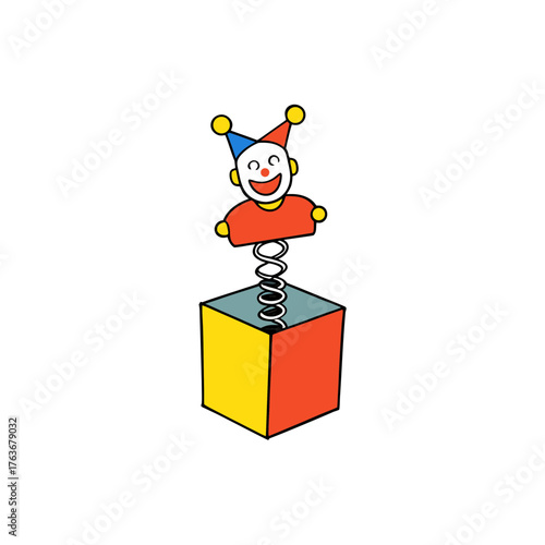 Vector jack in the box clown toy illustration scalable icon