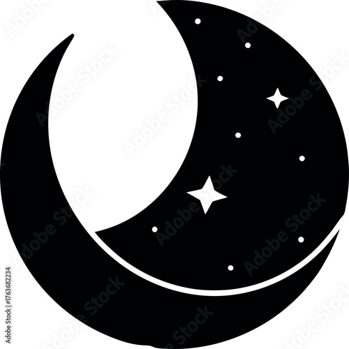 Sleeping moon icon representing rest, relaxation, and peaceful night. Minimal vector illustration perfect for sleep apps, calm design, or bedtime themes.