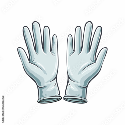 Pair of light blue gloves isolated on white background protection concept