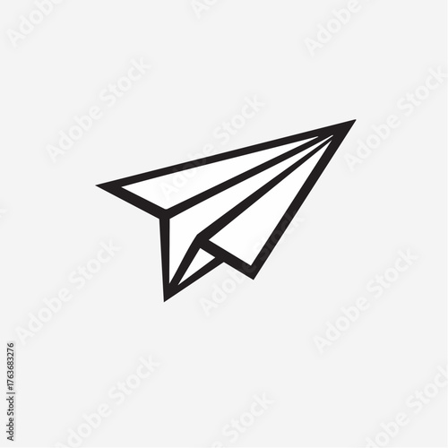 Paper airplane icon illustration on plain background for design elements