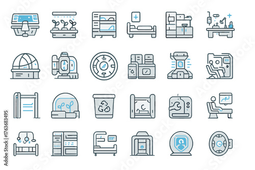 Futuristic Facility and Technology Icons