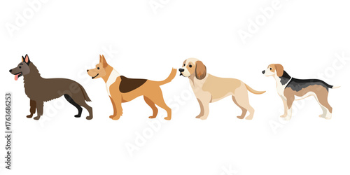 Flat Design Dog Breeds Vector Icon Set