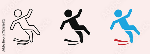 Slippery floor icon. Slippery icon