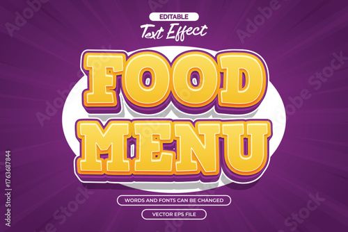 Food menu editable text effect with cartoon text style