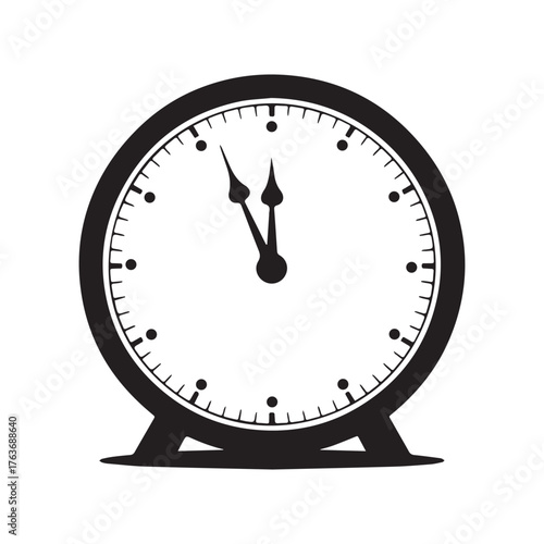 Classic Clock Silhouette with Bullate Number in Elegant Black Style