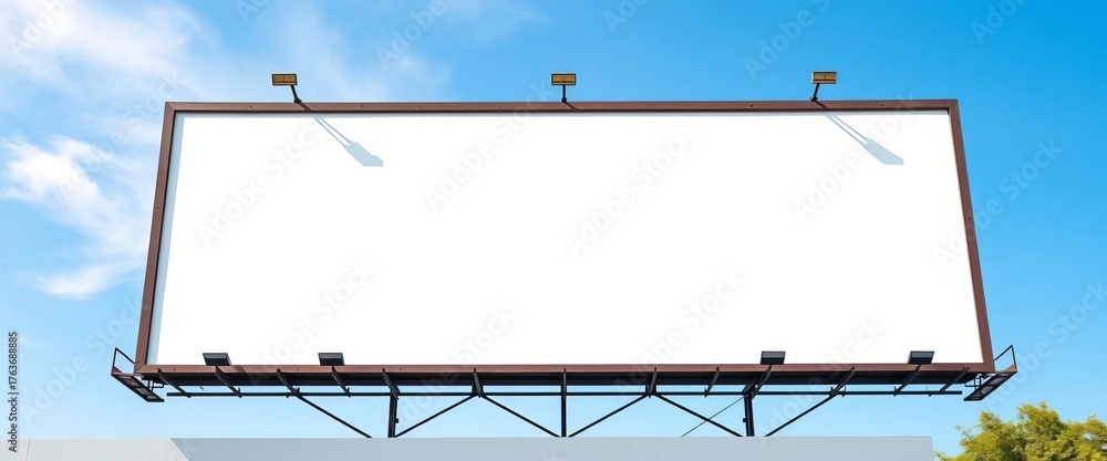 Obraz premium Vast empty billboard against a clear blue sky, cityscape, design