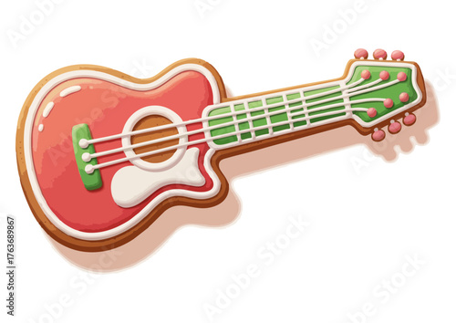 Black silhouette of an acoustic guitar on white background for music and creativity concept
