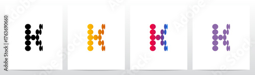 Circles Flat Thinner on Each Row Initial Letter Logo Design K