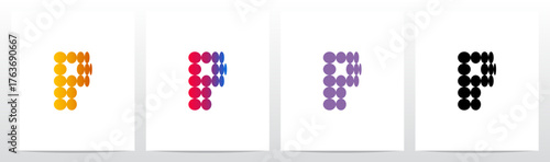 Circles Flat Thinner on Each Row Initial Letter Logo Design P