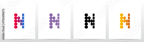 Circles Flat Thinner on Each Row Initial Letter Logo Design N