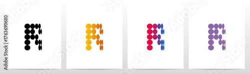 Circles Flat Thinner on Each Row Initial Letter Logo Design R