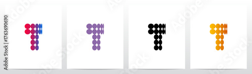 Circles Flat Thinner on Each Row Initial Letter Logo Design T