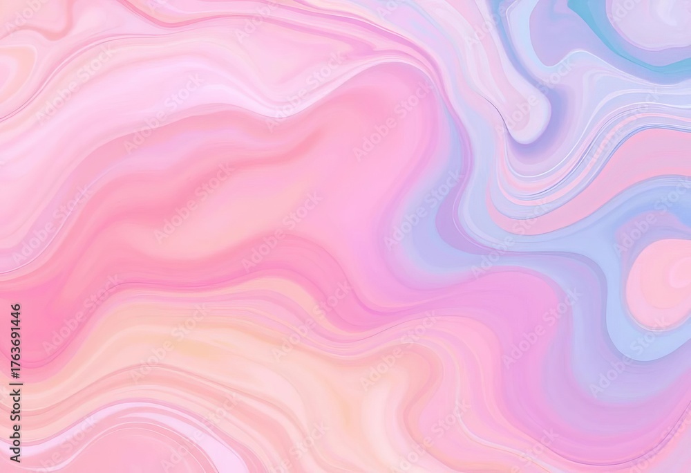 Obraz premium Abstract pastel swirls, a dreamy, ethereal blend of soft colors in a fluid, organic pattern, fluid, watercolor