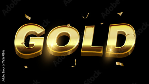 Gold vector text effect with confetti on dark background
