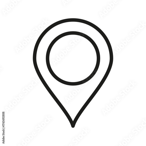 Web pin pointer outline for navigation icon. Marking territory on map and directions of localization and deployment location for travel