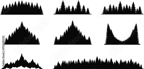 Vector forest silhouette collection trees nature landscape art