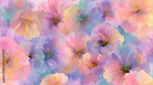 Abstract watercolor floral background with pink blossoms and soft design.