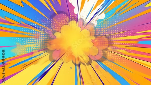 Pop art explosion and fire shape motion animation